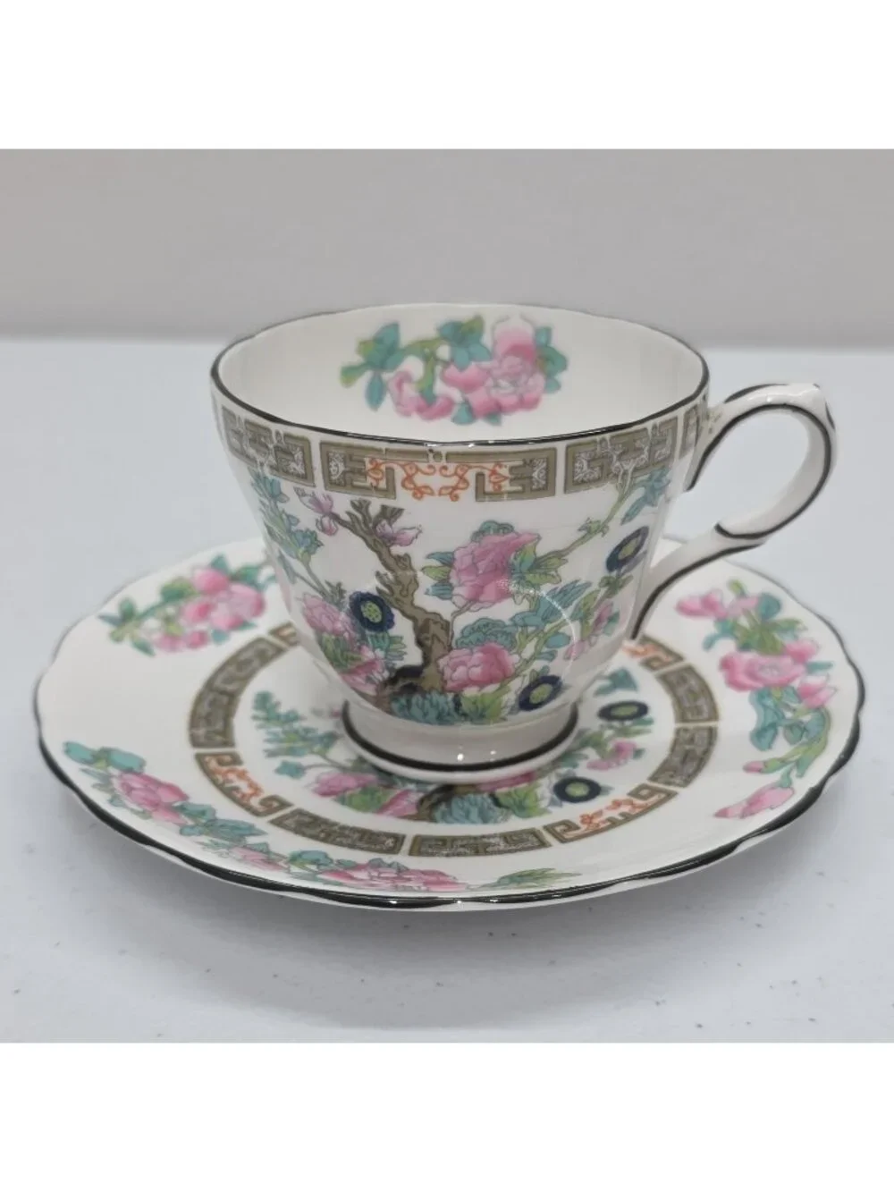 Grosvenor Bone China Indian Tree Demitasse Cup & Saucer Set Made In England 50's